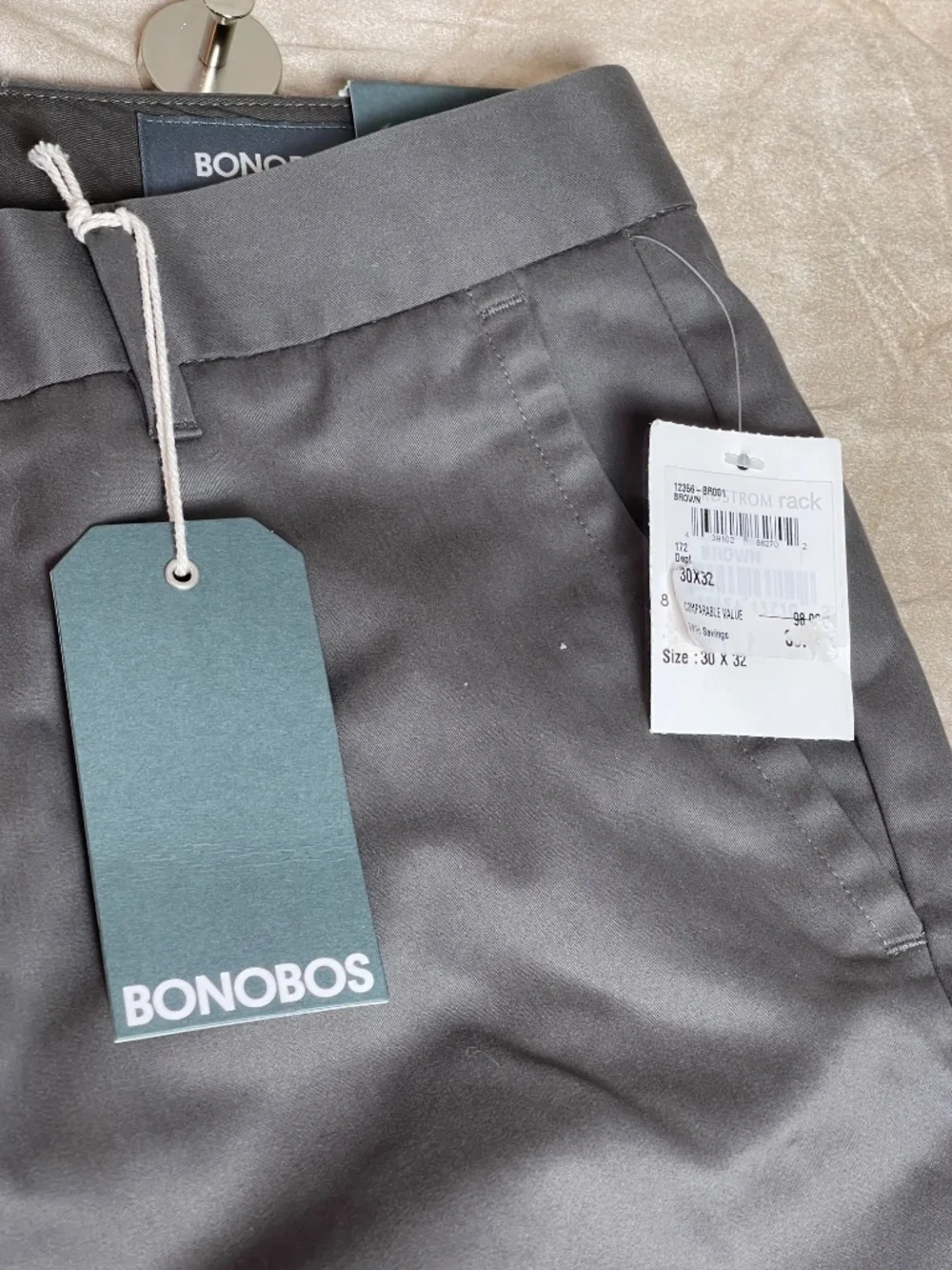 New with Tags Mens Bonobos Stretch chino pant size 30/32 slim straight